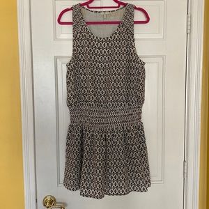 Joie Mini Dress Size L Pattern Cream, Black, Brown Silk/Polyester
